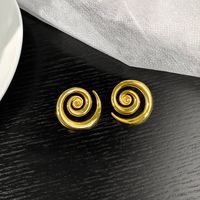 1 Pair Vintage Style Geometric Solid Color Plating Hollow Out Metal Ear Studs main image 1