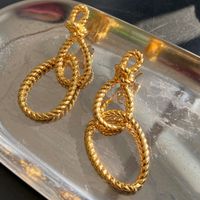 1 Pair Retro Geometric Plating Alloy Gold Plated Drop Earrings main image 3