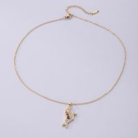 Wholesale Simple Style Dolphin Stainless Steel Plating Inlay 18k Gold Plated Zircon Pendant Necklace main image 4