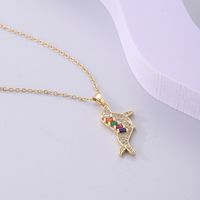 Wholesale Simple Style Dolphin Stainless Steel Plating Inlay 18k Gold Plated Zircon Pendant Necklace main image 1