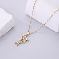 Wholesale Simple Style Dolphin Stainless Steel Plating Inlay 18k Gold Plated Zircon Pendant Necklace main image 3