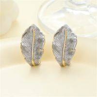 1 Pair Simple Style Leaf Plating Copper Ear Studs main image 1
