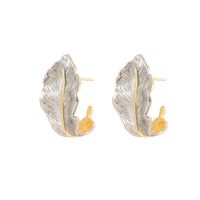 1 Pair Simple Style Leaf Plating Copper Ear Studs main image 5