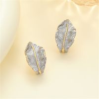 1 Pair Simple Style Leaf Plating Copper Ear Studs main image 4