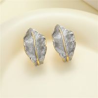 1 Pair Simple Style Leaf Plating Copper Ear Studs main image 2