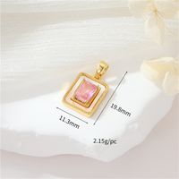 Simple Style Square Copper Plating Inlay Zircon 14k Gold Plated Jewelry Accessories sku image 3