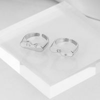 Simple Style Round Alloy Irregular Plating Couple Rings main image 2
