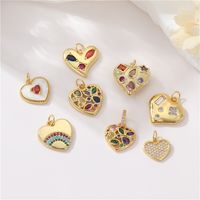 Simple Style Heart Shape Copper Plating Inlay Artificial Gemstones Charms main image 3