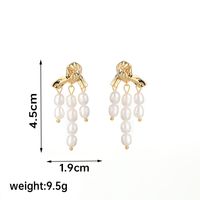 1 Pair Ig Style Retro C Shape Irregular Flower Crystal Pearl Plating Copper 18k Gold Plated Drop Earrings Ear Studs sku image 2