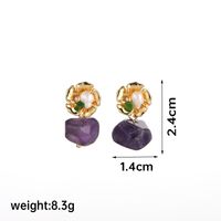 1 Pair Ig Style Retro C Shape Irregular Flower Crystal Pearl Plating Copper 18k Gold Plated Drop Earrings Ear Studs sku image 1