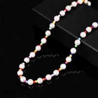 Vintage Style Simple Style Round Colorful Stainless Steel Freshwater Pearl 18k Gold Plated Necklace In Bulk main image 2
