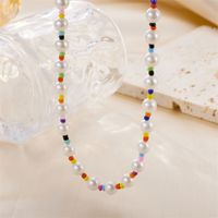 Vintage Style Simple Style Round Colorful Stainless Steel Freshwater Pearl 18k Gold Plated Necklace In Bulk main image 7