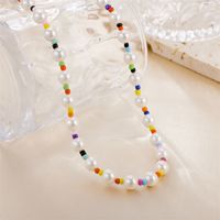 Vintage Style Simple Style Round Colorful Stainless Steel Freshwater Pearl 18k Gold Plated Necklace In Bulk main image 1