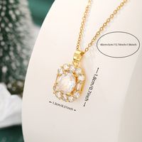 Ig Style Shiny Oval Stainless Steel Copper Plating Inlay Zircon Gold Plated Pendant Necklace main image 2