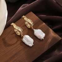 1 Pair Retro Baroque Style Irregular Pearl Plating Copper 18k Gold Plated Silver Plated Drop Earrings main image 5
