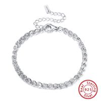 Simple Style Solid Color Sterling Silver Polishing Plating Chain White Gold Plated Rhodium Plated Silver Plated Bracelets sku image 1