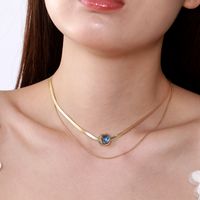 Simple Style Square Stainless Steel Plating Inlay Zircon 18k Gold Plated Double Layer Necklaces main image 1