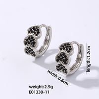 1 Pair Vintage Style Simple Style Heart Shape Plating Inlay Copper Zircon Earrings sku image 11