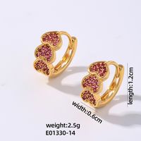 1 Pair Vintage Style Simple Style Heart Shape Plating Inlay Copper Zircon Earrings sku image 14