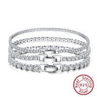 Glam Simple Style Solid Color Sterling Silver Plating Inlay Zircon White Gold Plated Rhodium Plated Silver Plated Tennis Bracelet main image 6