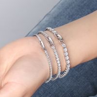 Glam Simple Style Solid Color Sterling Silver Plating Inlay Zircon White Gold Plated Rhodium Plated Silver Plated Tennis Bracelet main image 3