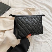 Elegant Plaid Solid Color Pu Leather Square Makeup Bags sku image 4