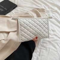 Elegant Plaid Solid Color Pu Leather Square Makeup Bags sku image 1