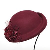 Frau Elegant Einfarbig Seite Des Pilzes Fascinator Hut Baskenmütze main image 2