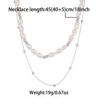 Fairy Style Sweet Solid Color Stainless Steel Handmade Plating Pearl Double Layer Necklaces sku image 1