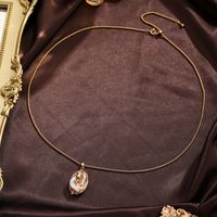 Retro Commute Irregular Flower Copper Beaded Plating Inlay Freshwater Pearl 18k Gold Plated Pendant Necklace Necklace main image 2