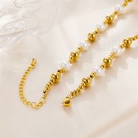 Casual Vintage Style Round Stainless Steel Freshwater Pearl Beaded Plating 18k Gold Plated Necklace main image 3