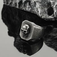 Punk Skull Titanium Steel Plating Men's Rings sku image 6