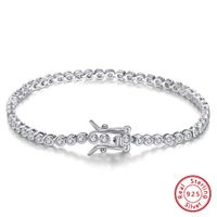 Glam Simple Style Round Round Dots Sterling Silver Plating Inlay Zircon White Gold Plated Rhodium Plated Silver Plated Tennis Bracelet main image 6