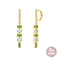 1 Pair Simple Style Square Plating Inlay Sterling Silver Zircon 14k Gold Plated White Gold Plated Drop Earrings sku image 1