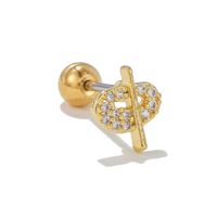 1 Piece Ig Style Simple Style Star Moon Plating Inlay Brass Zircon 18k Gold Plated White Gold Plated Ear Studs main image 2