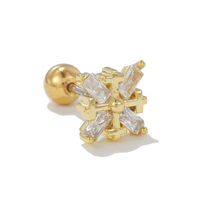 1 Piece Ig Style Simple Style Star Moon Plating Inlay Brass Zircon 18k Gold Plated White Gold Plated Ear Studs sku image 7