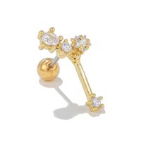 1 Piece Ig Style Simple Style Star Moon Plating Inlay Brass Zircon 18k Gold Plated White Gold Plated Ear Studs sku image 4