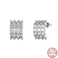 1 Pair Elegant Luxurious Solid Color Plating Inlay Sterling Silver Zircon 14k Gold Plated White Gold Plated Ear Studs main image 6