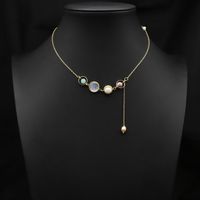 Retro Round Freshwater Pearl Copper Plating 18k Gold Plated Pendant Necklace sku image 1