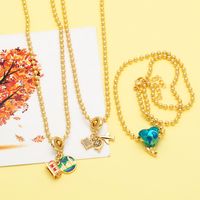 Simple Style Heart Shape Airplane Copper 18k Gold Plated Zircon Pendant Necklace In Bulk main image 6