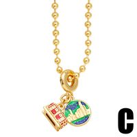 Simple Style Heart Shape Airplane Copper 18k Gold Plated Zircon Pendant Necklace In Bulk sku image 1