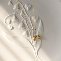 Elegant Glam Bogenknoten Rostfreier Stahl Überzug 18 Karat Vergoldet Halskette sku image 1