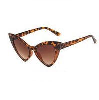 Retro Solid Color Leopard Ac Cat Eye Full Frame Women's Sunglasses sku image 2