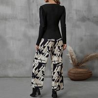 Indoor Daily Street Women's Casual Elegant Simple Style Printing Spandex Polyester Pants Sets Pants Sets main image 2