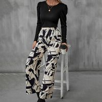 Indoor Daily Street Women's Casual Elegant Simple Style Printing Spandex Polyester Pants Sets Pants Sets main image 5