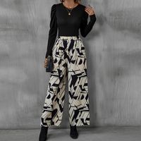 Indoor Daily Street Women's Casual Elegant Simple Style Printing Spandex Polyester Pants Sets Pants Sets main image 4