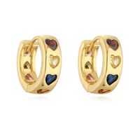 1 Pair Simple Style Heart Shape Plating Inlay Copper Zircon 18k Gold Plated Hoop Earrings sku image 2