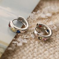 1 Pair Simple Style Heart Shape Plating Inlay Copper Zircon 18k Gold Plated Hoop Earrings sku image 1