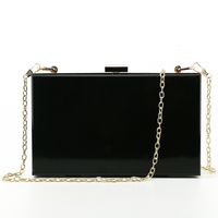 Black Transparent Pink Arylic Solid Color Square Evening Bags sku image 12
