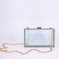 Black Transparent Pink Arylic Solid Color Square Evening Bags sku image 2